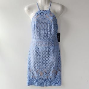 Lulus Steal a Kiss Light Blue Lace Dress Size M